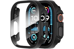 Diruite 2 Pièces Coque pour Apple Watch Ultra 3/2/1 49mm Protection Écran Dur PC Matériel Ultra Mince Verre Trempé Écran Case,Noir,49mm