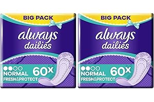 Always Dailies Fresh & Protect Protège-slips normaux, 60 par paquet (lot de 2)