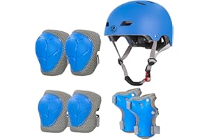 LANOVAGEAR Casco Infantil Set de Protección Casco Protección Patinaje 2-8 años Ajustable Rodilleras Coderas y Muñequeras para Patinaje Ciclismo Monopatín Skateboard