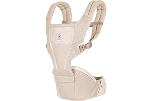 Ergobaby Alta Hip Seat Babytrage mit Babyhüftsitz für Babys und Kleinkinder ab 4 Monaten (5,5 kg - 20,4 kg), Hüftsitz Trage Hüfttrage mit SoftFlex Mesh, Natural Beige