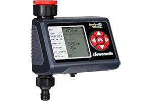 DEWENWILS Komputer nawadniający, 4 programy nawadniania dla każdej strefy, zegar nawadniający, automatyczny zegar sterujący nawadniania, z opóźnieniem opadów deszczu/trybem ręcznym/automatycznym do