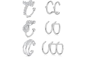 AceFun Ear Cuff For Women Stainless Steel Non Piercing Earrings Hoop Fake Earrings Faux Piercing Ear Cuffs Cartilage Ear Clips Set for Men Women