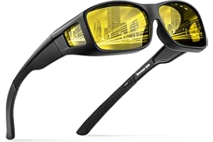 Bloomoak Fit Over Glasses,Over Prescription Glasses,100% UV Protection Anti-glare Sunglasses Wrap-around TR90 Frame for Men & Women