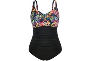 Hanna Nikole Women's Plus Size One Piece Swimsuit Tummy Control Swimwear Swimsuit V-Neck Ruched Monokinis