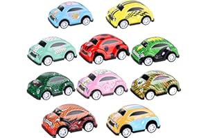 Partideal 10 Stück Pull Back Autos, Kleine Legierung Spielzeugautos, Push and Go Auto Spielzeug, Zurückziehen Spielzeugautos für Jungen Mädchen Party Taschen Füller(Zufälliges Muster)
