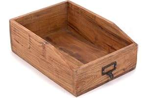 DESIGN DELIGHTS Półka na dokumenty Carta | 33 cm, mahoń Holzi | organizer biurowy, półka na biurko, skrzynka na dokumenty, drewniana skrzynka biurowa z tablicą, organizer na biurko | kolor: 01 naturalny vintage