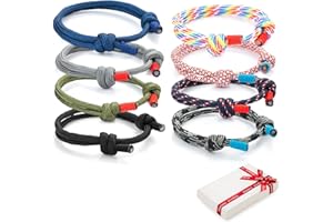 CHINPING 8 pezzi braccialetti intrecciati cool kit per uomo donna corda corda marina colorata braccialetto da surf nautico per uomini ragazzi ragazzo braccialetto in tessuto corda marina regalo regolabile,
