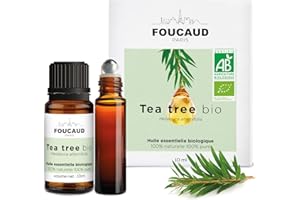 FOUCAUD | Huile essentielle de Tea Tree | Melaleuca alternifolia | BIO | 100% naturelle et pure | Roll on inclus | Chemotypée | certifiée Agriculture Biologique | 10 ml | Marque Française depuis 1946
