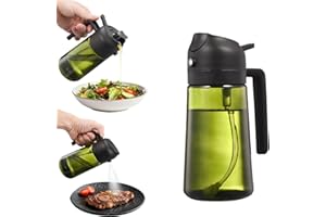 Holtrae 2-in-1 Ölsprüher für Speiseöl,470ml lichtblockierender dunkler Ölsprüher,2-in-1 Ölspender & Sprühflasche,UV Schutz ölzerstäuber für die Küche,für Zum Kochen Salat,Backen Gadget,Grillen-Schwarz