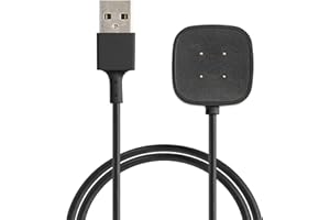 kwmobile Kabel do ładowania kompatybilny z Fitbit Versa 4 / Sense 2 / Versa 3 / Sense - kabel USB do smartwatcha - czarny