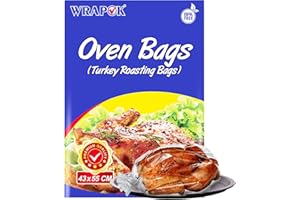 WRAPOK Large Turkey Roasting Bags Cooking Oven Chicken Bag For Meat Poultry Fish Seafood Vegetable - 4 Bags (17 x 21.5 Inch)
