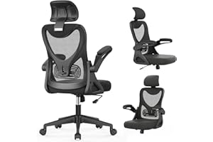 Silla de oficina ergonómica con soporte lumbar y reposabrazos y reposacabezas ajustables, sillón de ordenador giratorio con r