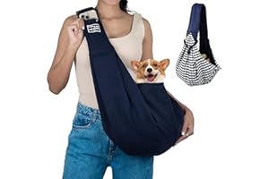 XHYASD Torba do noszenia psa do 7,5 kg, przenośna torba na ramię dla zwierząt domowych, regulowana torba do przenoszenia psa na spacery, aktywności na świeżym powietrzu i wycieczki (niebieska)