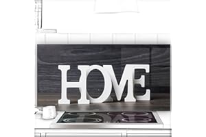 URBO ART – HOME DESIGN Crédence de Cuisine en Verre - 90x50 cm - Protection Contre Les éclaboussures - Derrière Plaque de Cuisson - Image sur Verre - Motif: l'inscription Home v06