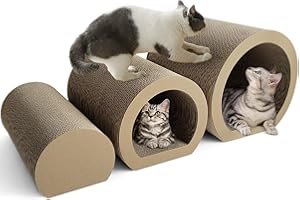 Hibtn Cat Scratching Cardboard,Cat Tunnel Bed For Three-Piece Set,Scratching Tunnel Pad For Indoor,Corrugated Paper Tubes
