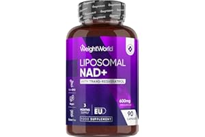WeightWorld Liposomal NAD+ Supplement | 600mg | 90 Capsules | 3 Months Supply | with 100mg Trans-Resveratrol & 250mg Phospholipid Complex | Vegan & Gluten-Free | NAD Resveratrol Supplement