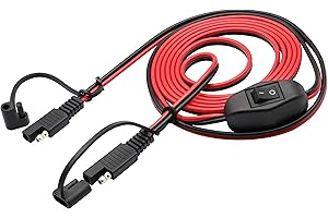 AAOTOKK Cavo Prolunga SAE 16 AWG Cablaggio 12V-24V CC Cavo SAE a SAE con Interruttore Cavo di Collegamento a Scatto Rapido per Scollegare Motociclette, Pannelli Solari(2.4m/7.8ft- Interruttore)