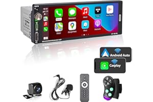 [Wireless] Alondy Autoradio 1Din mit 6.9 Zoll Bildschirm, Kompatibel mit Apple CarPlay Wireless/Android Auto Bluetooth Typ-C USB 2,1A Schnellladung Rückfahrkamera AM/FM/RDS Radio DSP