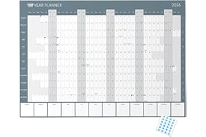 2026 Year Wall Planner by Clear Mind Concepts® - A2 Folded Calendar on 170gsm Silk Paper (59.4 x 42 cm) with UK Bank Holidays - Annual Wall Chart for Home, Office and Students