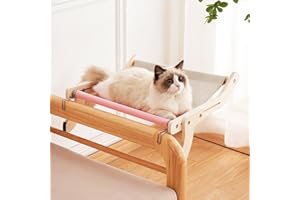 TOTHDATE Katze Fenstersitz für Wohnungskatzen, Holz Katze Fenster Sitzstangen Katze Fenster Hängematte für Fensterbänke Nachttische Balkon, Rosa