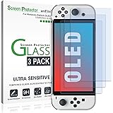 amFilm Verre Trempé Protection pour Nintendo Switch OLED model 2021 (3 Pièces), Protecteur D'écran pour Nintendo Switch OLED