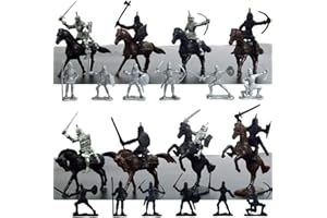 ZERODIS Modelo de Soldado Militar estático, Mini Soldados Medievales Modelo de Juguete para niños (12 Soldados + 8 Caballos + 8 Caballeros)