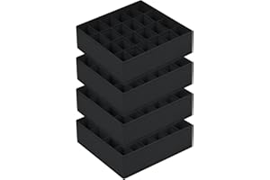 Homsorout Drawer Organiser Dividers, 4 Pack Sock Organiser 24 Cell Underwear Drawer Organiser Foldable Wardrobe Storage Organiser for Socks,Lingerie, Handkerchiefs, Ties