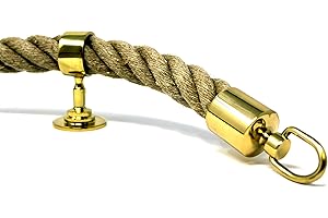 SEILFLECHTER - Set di corde per corrimano | composto da 5 m di corda di canapa in gomena Ø 30 mm, con due terminali e cinque supporti intermedi | Ottone cromato
