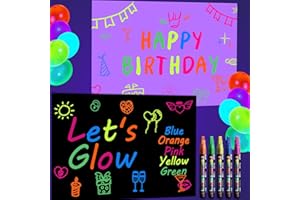 APUXXJUPA Świecące w ciemności artykuły imprezowe - zestaw tła do fotografii Let's Glow zawiera 2 papiery graffiti i 5 fluorescencyjnych kolorowych długopisów do neonowych dekoracji imprezowych, 1,2 x 1,8 m