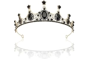 disdain Girls Princess Crown, Black Tiara Crown for Halloween Party Birthday Christmas Girls Wear Tiaras for Women, 15*16*4