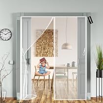 Magnet-Fliegengitter Für Türen – 215x215cm, Ohne Bohren, Grau, Für Balkon- & Terrassentüren