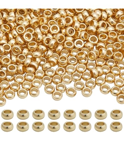 BENECREAT 60 stuks 18-karaats vergulde kralen, metalen kralen, voor doe-het-zelf sieraden en andere ambachtelijke werkzaamheden, 3,5 x 4 mm, zuilvorm BENECREAT 60 stuks 18-karaats vergulde kralen, metalen kralen, voor doe-het-zelf sieraden en andere ambachtelijke werkzaamheden, 3,5 x 4 mm, zuilvorm