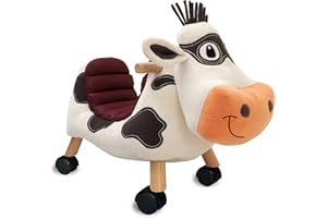 Little Bird Told Me - Moobert Cow Ride On Animal Toy, Soft Animal Wheely Toy for Toddlers, Indoor & Nursery Play, Sturdy Wooden Frame, Supportive Seat