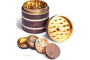 HOKHIM Wooden Herb Grinder for Dry Herb and Spices, 4 Layers Portable Herbal Grinders with Magnetic Lid and Pollen Catcher - 2.5 Inches