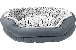 Crystals Pet Dog Bed, Fluffy Calming Cat Bed, Machine Washable, Soft Plush Anti-Anxiety, Small, Medium, Large Sizes (Medium)