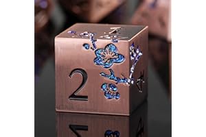 DNDND Lot de 7 dés en métal solides en forme de fleur métallique avec magnifique étui cadeau pour jeu de table D&D Donjons et Dragon (cuivre ancien)