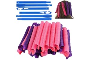 SENXINGYAN 40 Bigodini a Spirale, Fai da te Durante la Notte, Senza Calore con Gancio, Bigodini Arricciacapelli, Strumenti per Acconciature da Donna (Viola e Rosa, 55 cm)