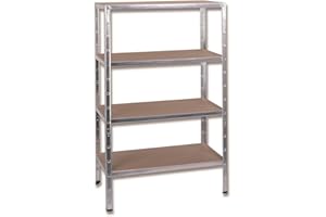 ‎SCHULTE REGALWELT SCHULTE Regalwelt Schwerlastregal mit 4 Holzböden, 180x120x40 cm (HxBxT), Traglast pro Ebene ca. 120 Kg, verzinkt, Lagerregal, Kellerregal, Werkstattregal, Steckregal