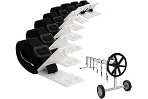 Bavokon Fixation pour Bâche Solaire Piscine,Accessoires Rechange pour Système D'enrouleurs Mobiles pour Piscine Universelle Enterrée Comprend 8 Bretelles,8 Crochet Et Boucle,8 Plaques Et Boucle