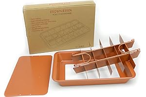 SVNR Brownie Tin, Non-Stick Brownie Pan with Dividers,18-Cavity,12 by 8 inches, Removable Base, Cake Tin for Baking/Precut Brownie Tray for Professional Slices, Carbon Steel (Brown)