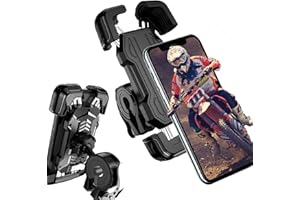 FUNGLAM Soporte Móvil Bicicleta, Soporte Móvil Moto, 360° Rotación Soporte Manillar, soporte de movil para moto, para iPhone 14 Pro MAX, 13 12 11 Pro MAX, Mini, Samsung Huawei y Otro Smartphone, Negro