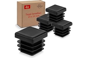 LouMaxx Tappi lamellari 20 x 20 mm, copertura per tubo nero, tappi per tubi quadrati 20 x 20 mm, tappi quadrati per tubi in plastica robusta, tappi per pali come tappo di copertura