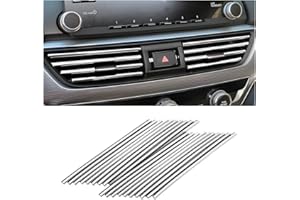 8SANLIONE 20 Pieces Car Air Conditioner Decoration Strip for Vent Outlet, Universal Waterproof Bendable Air Vent Outlet Trim Decoration, Suitable for Most Air Vent Outlet, Car Interior Accessories (Silver)