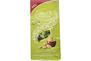 ‎LINDT Lindt Lindor Beutel Pistazie, Vollmilchschokolade mit zartschmelzender Füllung und Pistaziengeschmack, 3er Pack (3 x 137 g)