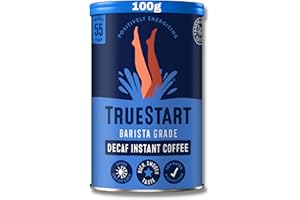 TrueStart Barista Grade Decaf Coffee – 100% Full Flavour Instant Coffee, 1 Pack (100g, 55 Cups), Mycotoxin-Free & Rich in Antioxidants, Premium Freeze-Dried, Smooth Rich Roast, Decaffeinated