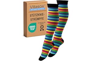 Vitasox Stützstrümpfe für Damen & Herren, 1 | 2 | 4 | 6 Paar, Stützkniestrümpfe aus Baumwolle mit Kompression für Flug, Reise, Büro und Auto, Thrombose Socken gegen geschwollene Beine