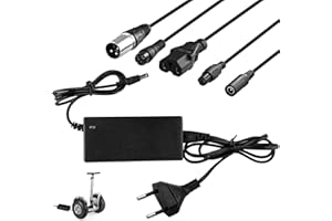 MUSEMUSY Caricatore Monopattino Elettrico, 42V 2A Caricabatteria per Scooter, Caricatore di Alimentazione Universale con 6 Connettori per Hoverboard, Scooter Elettrico, Drifting Board, Scooter Xiaomi Ninebot