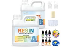 NIUB Epoxidharz, 2 L Harz und Härter mit Pigmenten Set, neue Formel für kristallklares, sicheres und ungiftiges Kunstharz-Set, keine Blasen, selbstnivellierend und einfach für Anfänger
