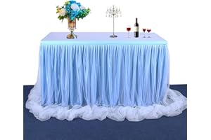 Aoresac 183 * 76CM Tüll Tischrock mit Klettverschluss für Geburtstag Mädche für Valentinstag Weihnachten, Babyparty, Hochzeit, Geburtstag (Blue)