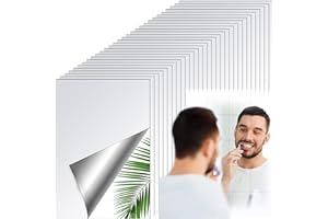 Outus 30 Stücke Spiegel Blätter Selbstklebende Flexible ohne Glas Spiegel Fliesen Spiegel Wandaufkleber für Haus Badezimmer Dekor (5,9 x 3,9 Zoll)